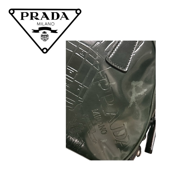 Prada Dark Green Spazalotta Print Bowling Bag - Picture 4 of 11